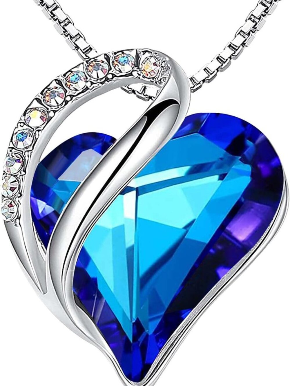 Infinity Love Birthstone Heart Necklace, Crystal Pendant Jewelry for Women